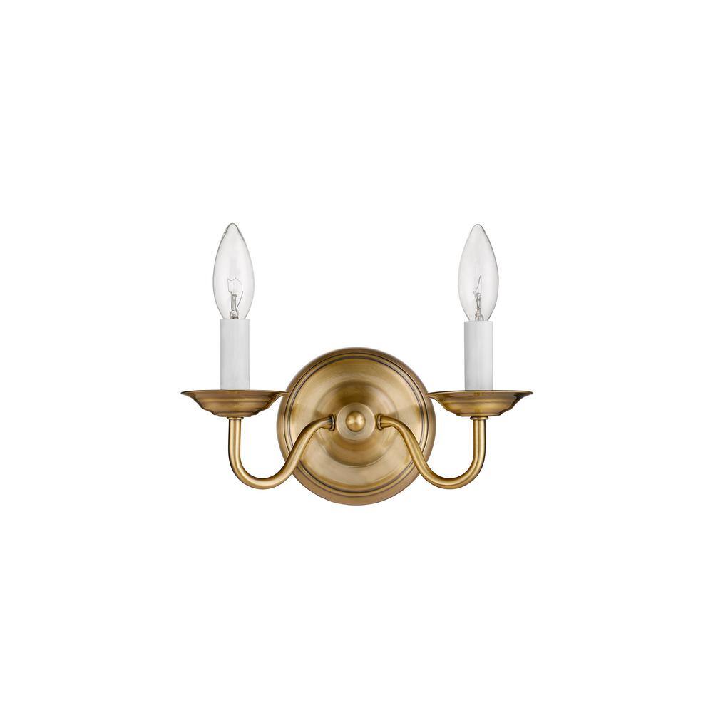 Antique Brass Double Light Colonial Wall Sconce