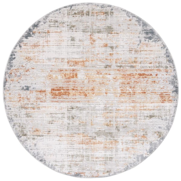 Princeton 5 ft. x 5 ft. Light Beige/Green Distressed Marble Round Area Rug