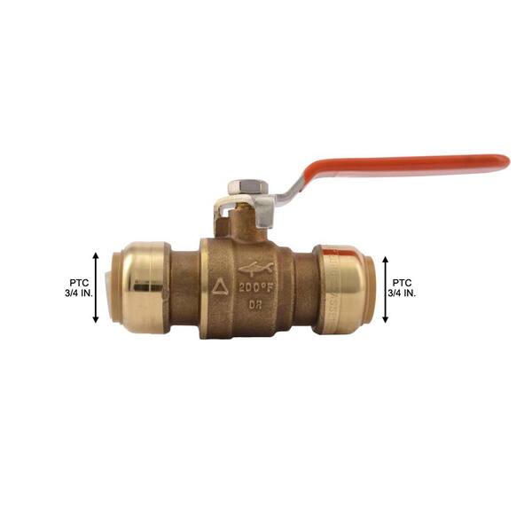 Push to Connect Lead-Free Brass Ball Valve 3/8" Sharkbite Style Push-Fit 