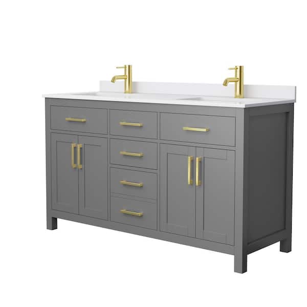 Beckett 60 in. W x 22 in. D x 35 in. H Double Sink Bathroom Vanity in Dark Gray with White Cultured Marble Top