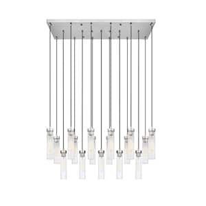 Beau 17-Light Brushed Nickel Shaded Linear Chandelier with Clear Glass Shade with No Bulbs Included