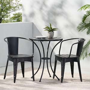 24 in. W Black 3-piece Metal Outdoor Bistro Set