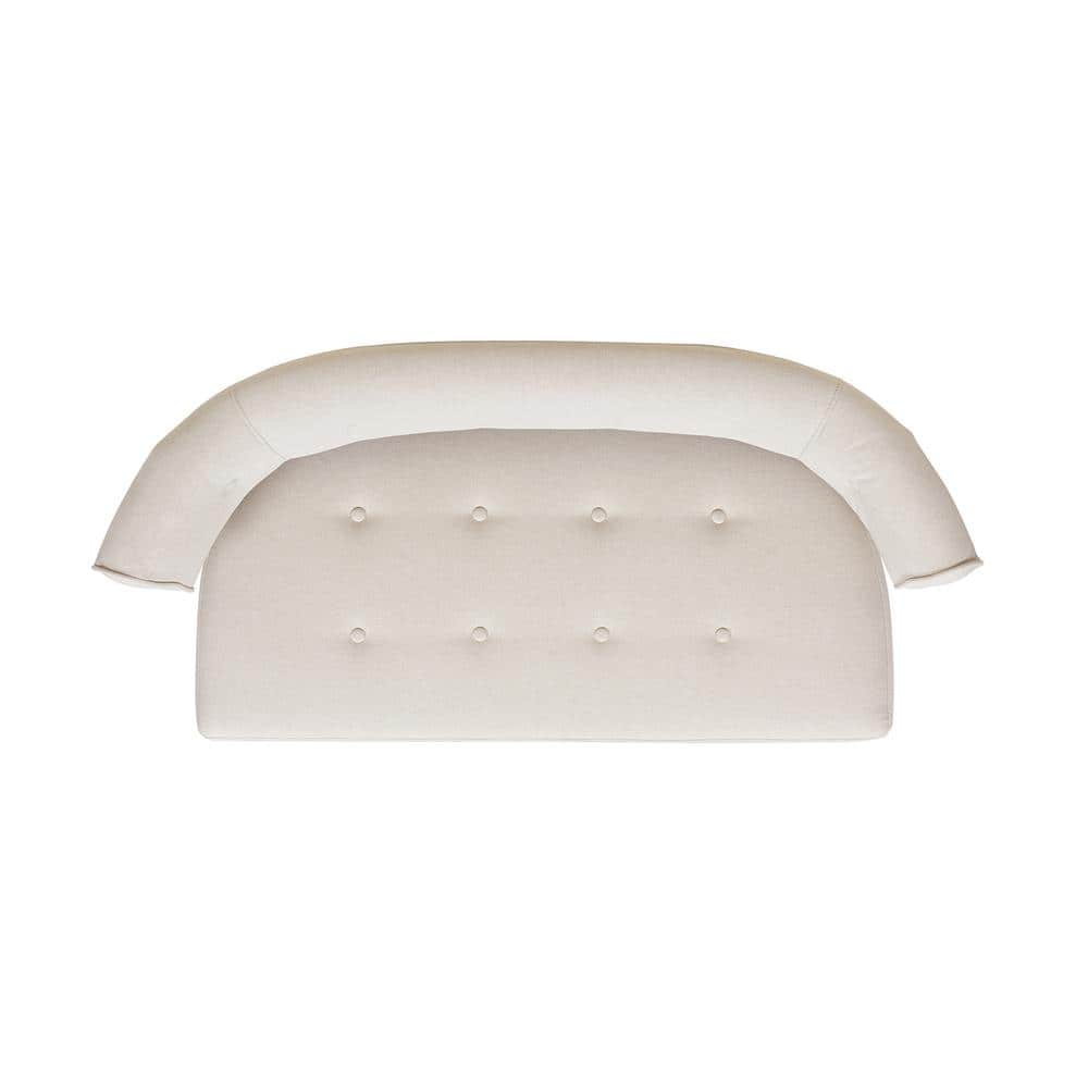 Jared Cream Tufted Pine Wood Roll Arm Settee Bench