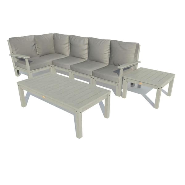 Highwood Bespoke Deep Seating 7-Piece Plastic Outdoor Sectional Set, Conversation Table, Side Table with Cushions