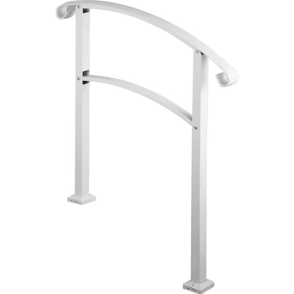 3-Step Handrail for Outdoor Steps, Fits 1-3 Steps, 41.7 in. H x 39.4 in. W, White, Wrought Iron, Stair Railing Kit
