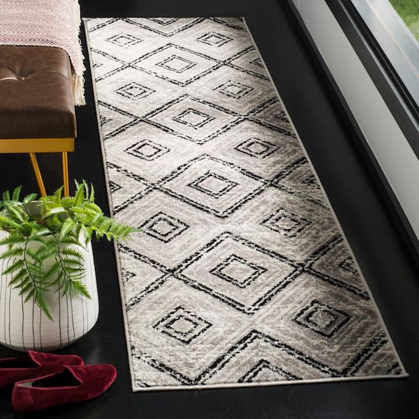 Skyler Gray/Black 2 ft. x 12 ft. Geometric Runner Rug