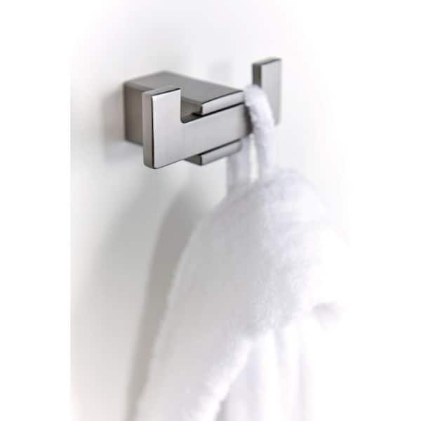 Kyvos Double Robe Hook in Brushed Nickel