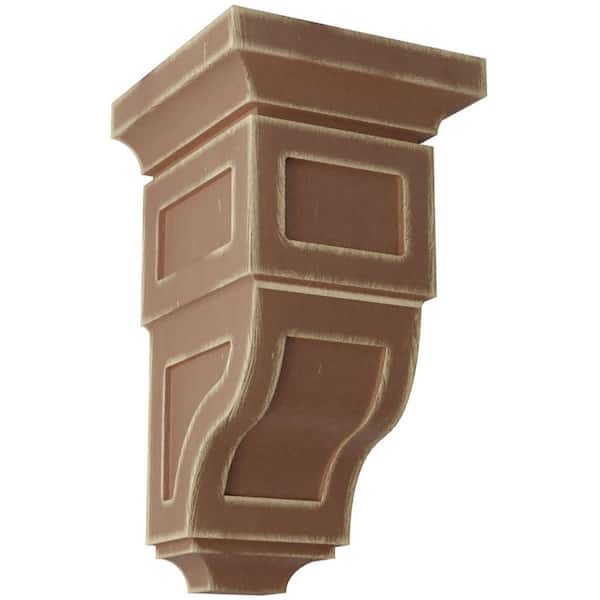 Ekena Millwork 5 in. x 10 in. x 5-3/4 in. Weathered Brown Medium Reyes Wood Vintage Decor Corbel
