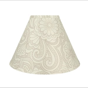 13 in. x 9.5 in. White and Grey Floral Print Design Hardback Empire Lamp Shade