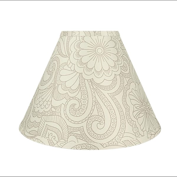 Aspen Creative Corporation 13 in. x 9.5 in. White and Grey Floral Print Design Hardback Empire Lamp Shade