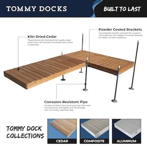 16 ft. L-Style with 8 ft. X 8 ft. Platform Section Cedar Complete Dock Package for DIY Dock Design for Boat Dock Systems