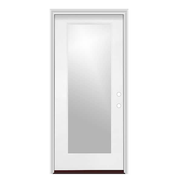 30 in. x 80 in. Left-Hand/Inswing Full Lite Direct Glazed Smooth Fiberglass Prehung Door w/ PVC Frame and PVC Brickmold