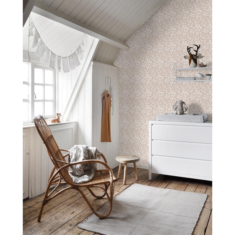 Cordelia Pink and White Non-Woven Floral Wallpaper Bolt