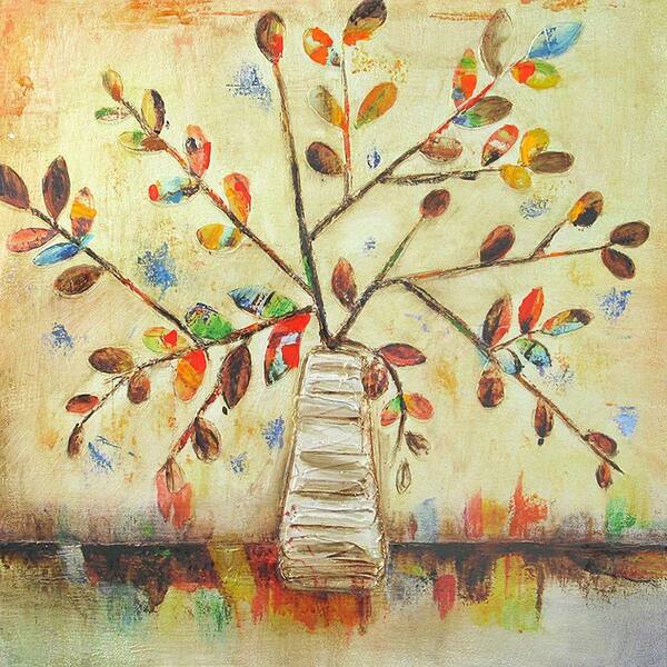 Yosemite Home Decor 32 in. x 32 in. "Fall into Color I" Hand Painted Canvas Wall Art