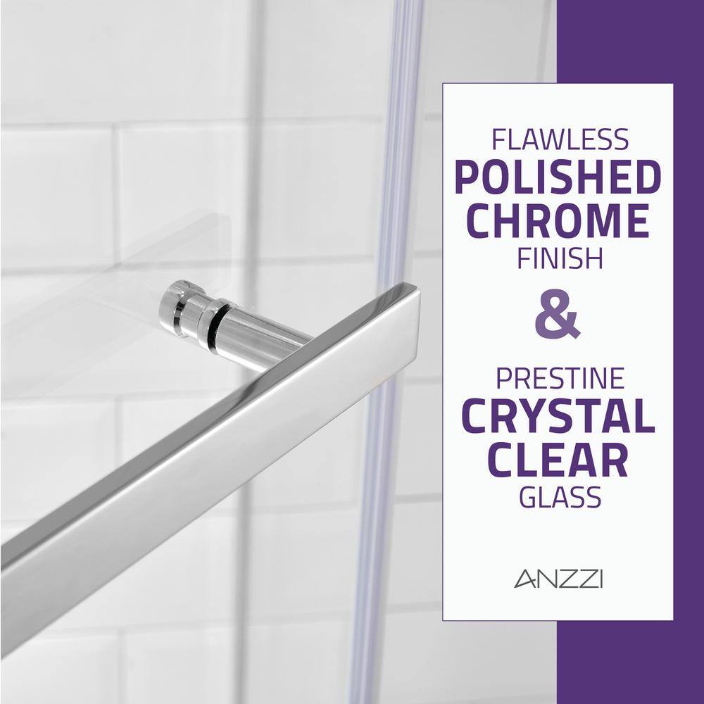 Castle Series Polished Chrome Semi-Frameless Shower Door with Tsunami Guard