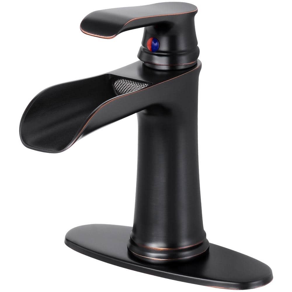 Single Handle Single Hole Waterfall Bathroom Faucet with Deckplate Included