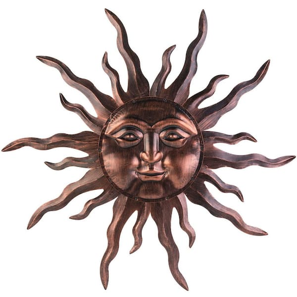 30 in. x 30 in. Large Metal Sun Wall Art Decor, Wall Sculpture for Indoor Outdoor