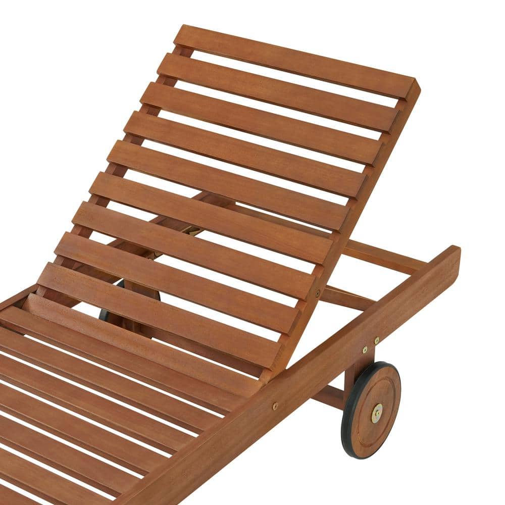 Caspian Eucalyptus Wood Outdoor Reclining Chaise Lounge Set