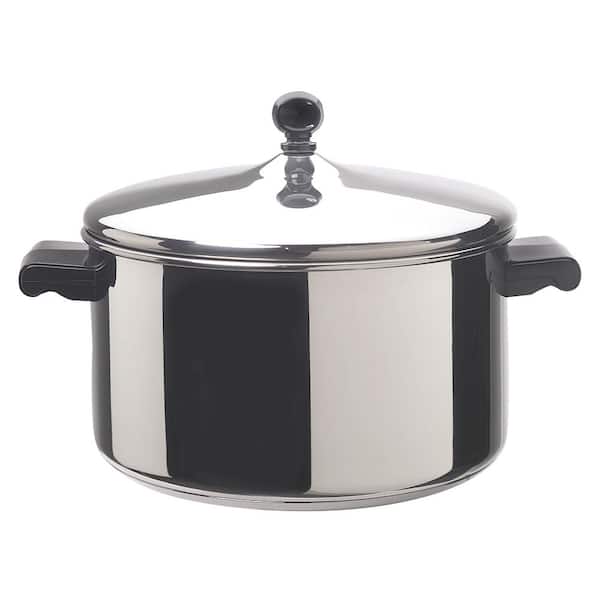 Classic Cuisine Stainless Steel Stock Pot with Lid Gas Electric Stove  Induction Ready 6 Quart