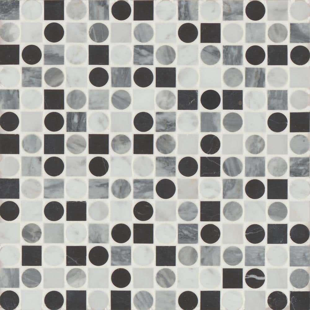 Sample-Modni White Carrara / Nero Marquina / Bardiglio Nuvolato 4 in. x 5 in. s Honed Marble Mosaic Subway Tile price history on PriceWatchPro
