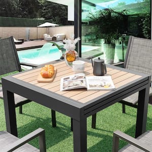 Natural Metal 31.5 in.-63 in. Extendable Outdoor Dining Table Included for Fixation