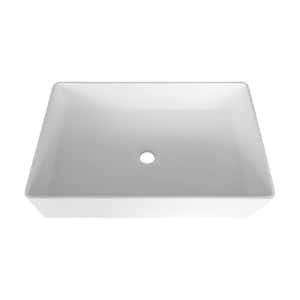 22 in . Rectangular Bathroom Sink in White Solid Surface