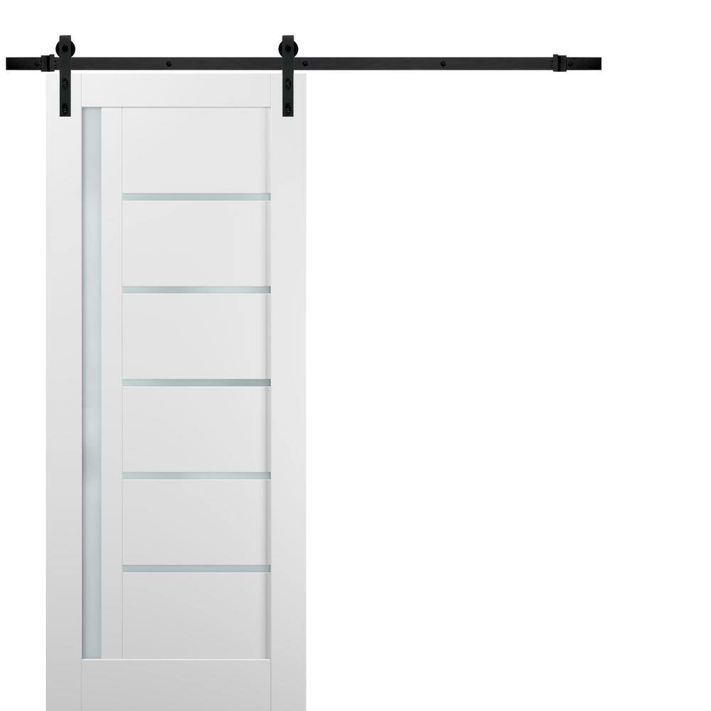 Assembly Required 28 in. x 84 in. Lite Frosted Glass White Finished Pine MDF Sliding Barn Door with Hardware Kit price history on PriceWatchPro