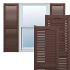 14.5 in. x 43 in. Louvered Vinyl Exterior Shutters Pair in Federal Brown