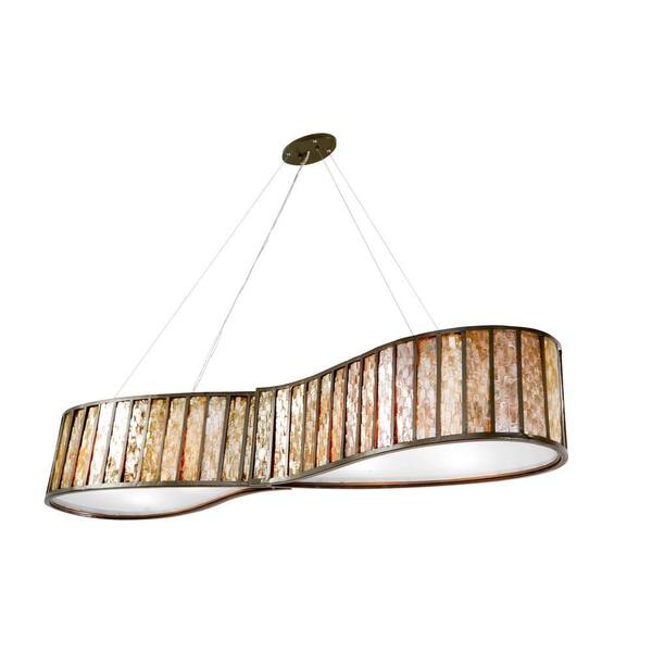 Varaluz Affinity 6-Light New Bronze Pendant with Towers of Natural Capiz
