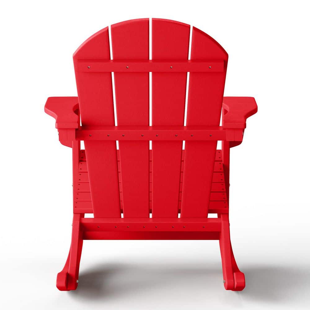 Classic All-Weather Red HDPE Adirondack Rocking Chair with Arms