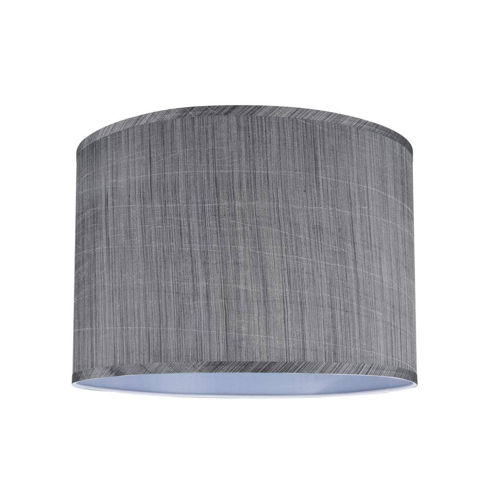 16'' Gray and Black Synthetic Fabric Drum Lamp Shade