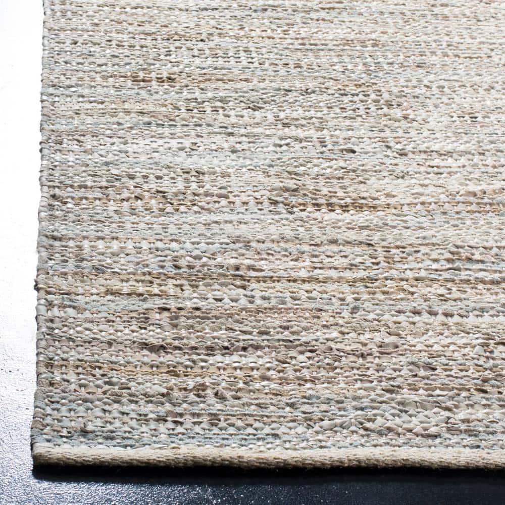 Handmade Vintage Leather Beige Cowhide 8' x 10' Area Rug