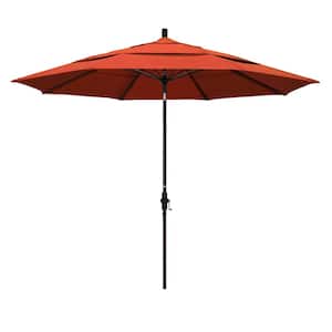 11 ft. Fiberglass Collar Tilt Double Vented Patio Umbrella in Sunset Olefin