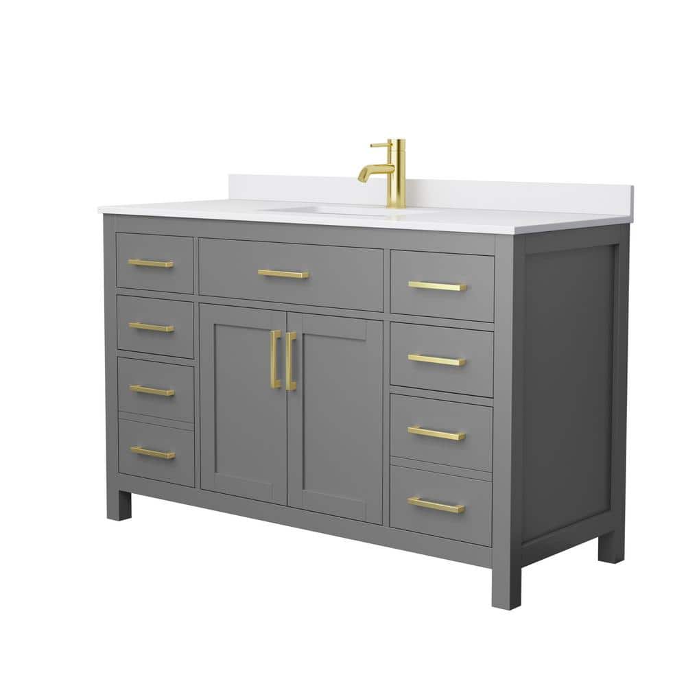 Beckett 54" Dark Gray Freestanding Single Bathroom Vanity with White Cultured Marble Top