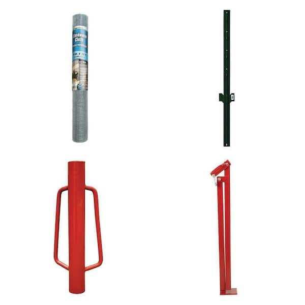 1/4 in. x 2 ft. x 10 ft. Hardware Cloth, Steel U-Fence Post, Metal Post Driver and T-Post Puller Combo