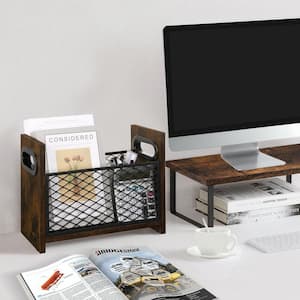 Rustic Brown Metal Freestanding Magazine Rack Magazine Holder 14 in. W ...