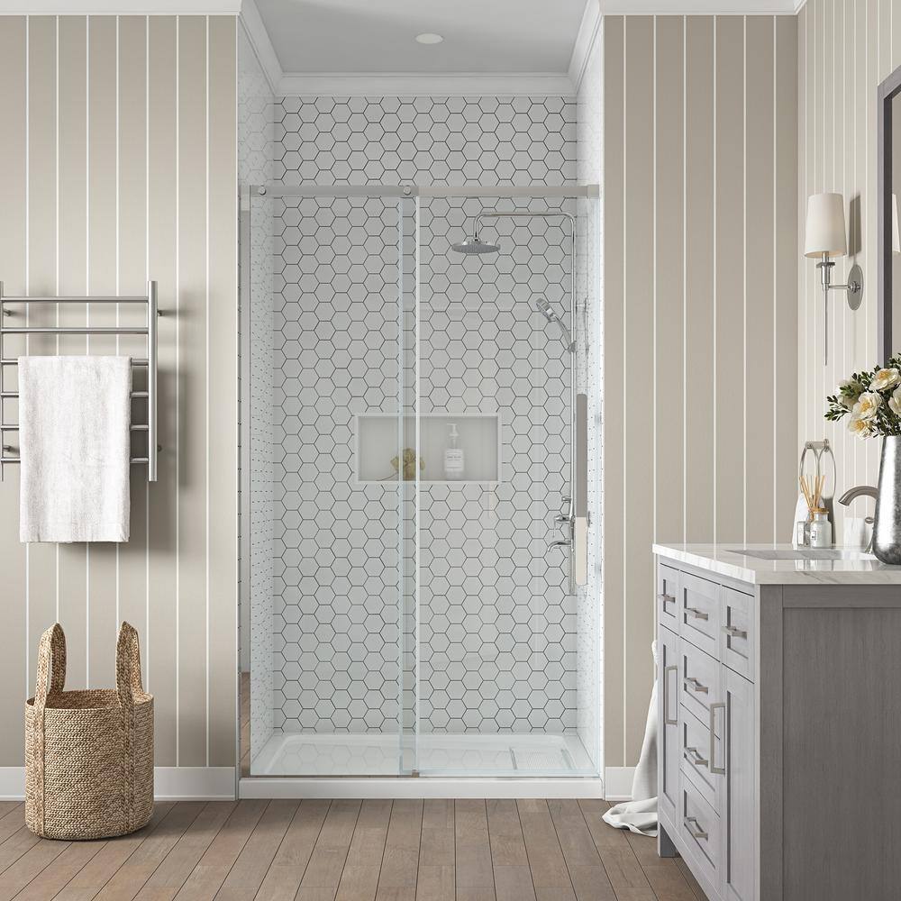 Glacier Bay Tidal 48 in. W x 78.74 in. H Sliding Semi Frameless Shower