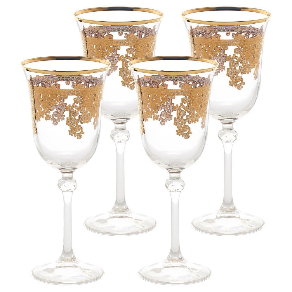 One Size Lorren Home Trends 9400 Gold Band Venetian Design Red Wine Goblets Clear Set of 6 