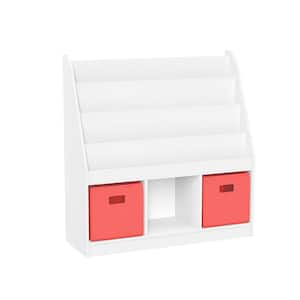 Kids Bookrack with 3-Cubbies and 2-Coral Bins