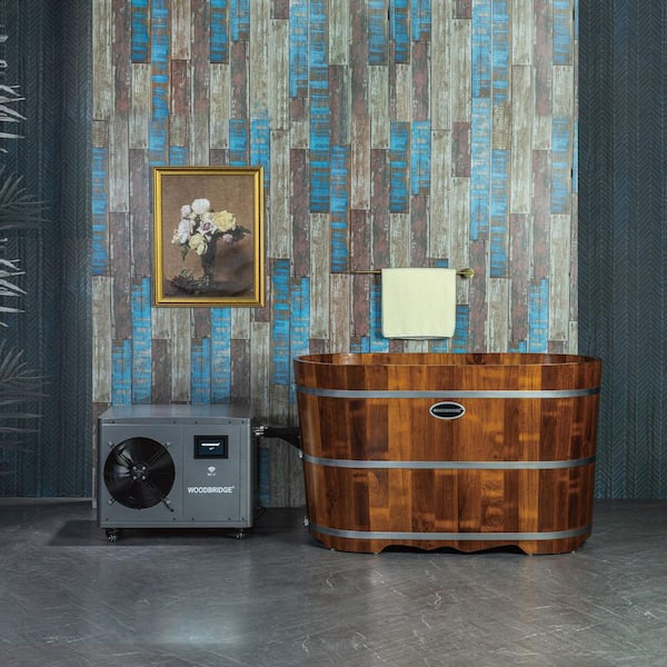 WOODBRIDGE 54 in. 1-Person 0-Jet Standard Cold Plunge Ice Bath Tub/Hot Tub with 1.3 HP High-Performance Chiller and Heater in Black