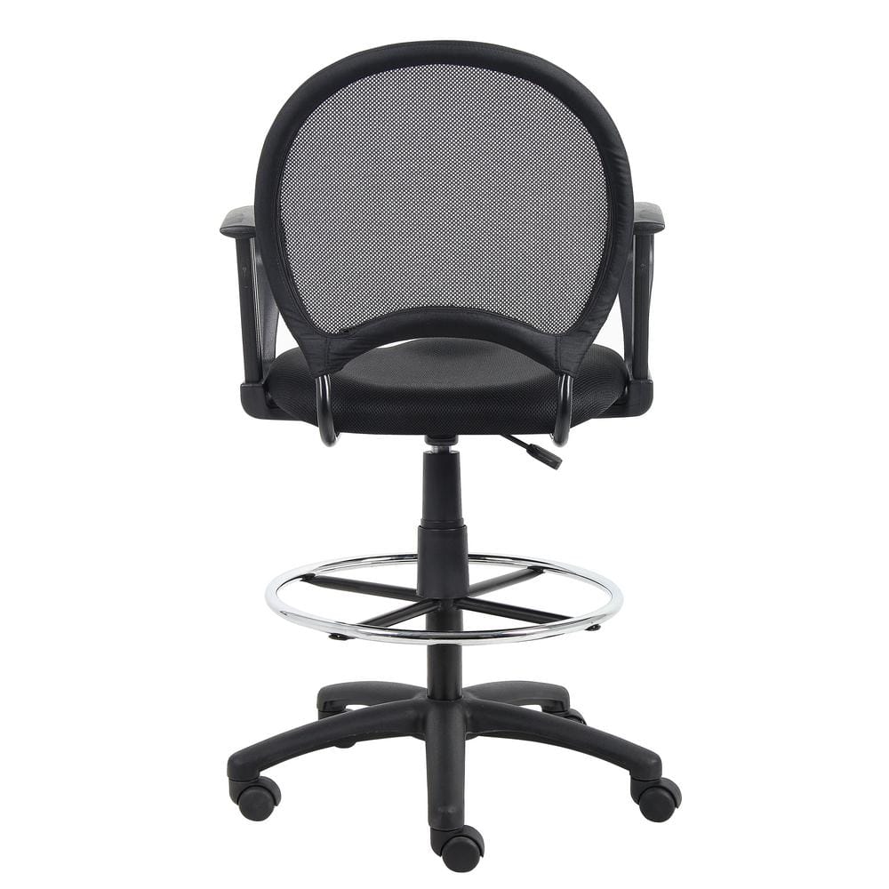 Black Mesh High Back Swivel Drafting Chair with Fixed Arms