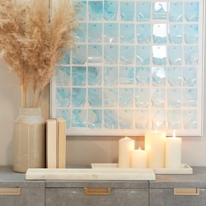 White Marble Decorative Tray with Raised Border (Set of 2)