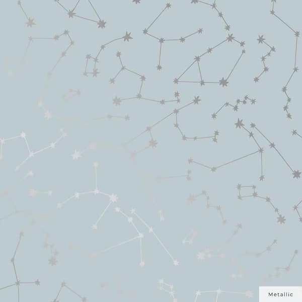 Tempaper Novogratz Powder and Metallic Silver Constellations Vinyl Peel and Stick Wallpaper Roll (Covers 28 sq. ft.)