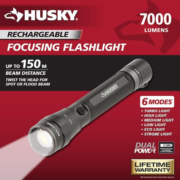 7000-Lumens Dual Power LED Rechargeable Tactical Focusing Handheld Flashlight