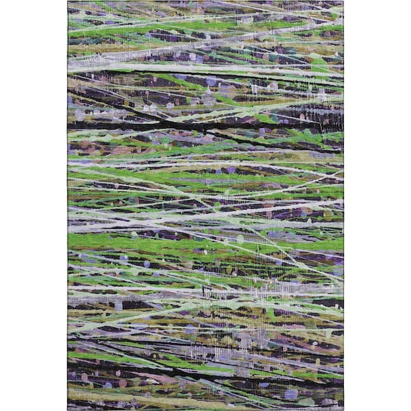 Mayfield Premium Machine Washable Abstract AMF2125 Green 10 ft. x 14 ft. Area Rug