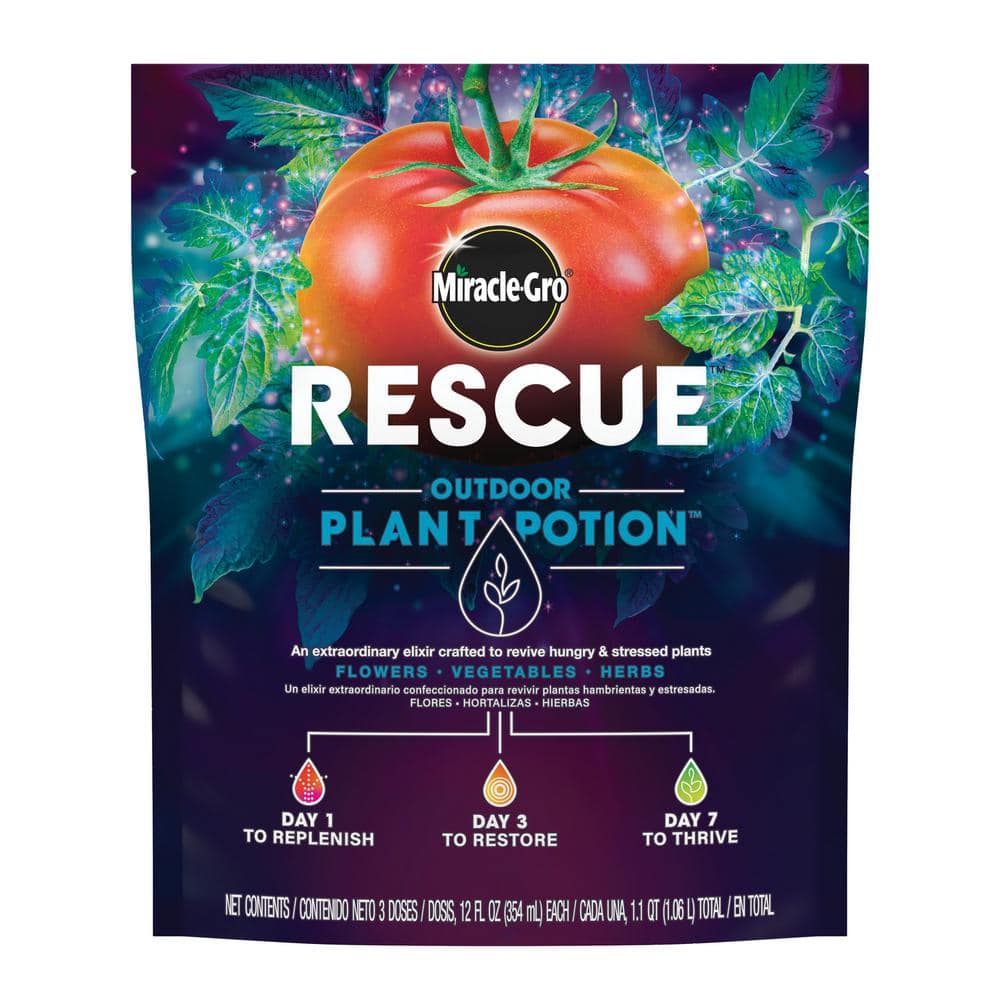 Miracle-Gro Rescue Outdoor Plant Potion 35.2 oz., 3-Step Treatment for Stressed and Hungry Plants, Liquid Plant Fertilizer