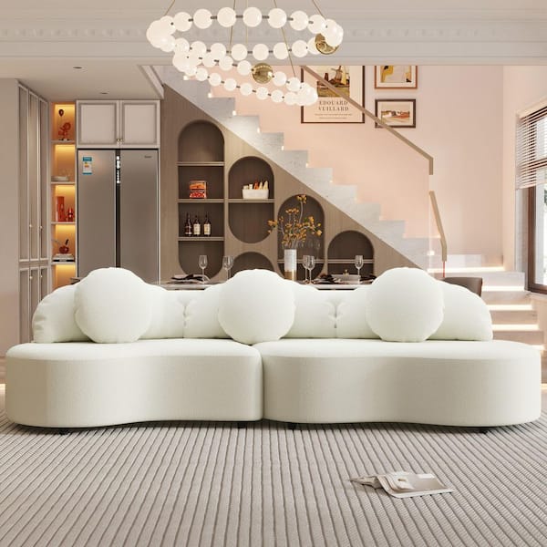 Polibi 103.9 in. Modern Square Arm Velvet Rectangle Sofa, Upholstered Couch for Home or Office in Beige