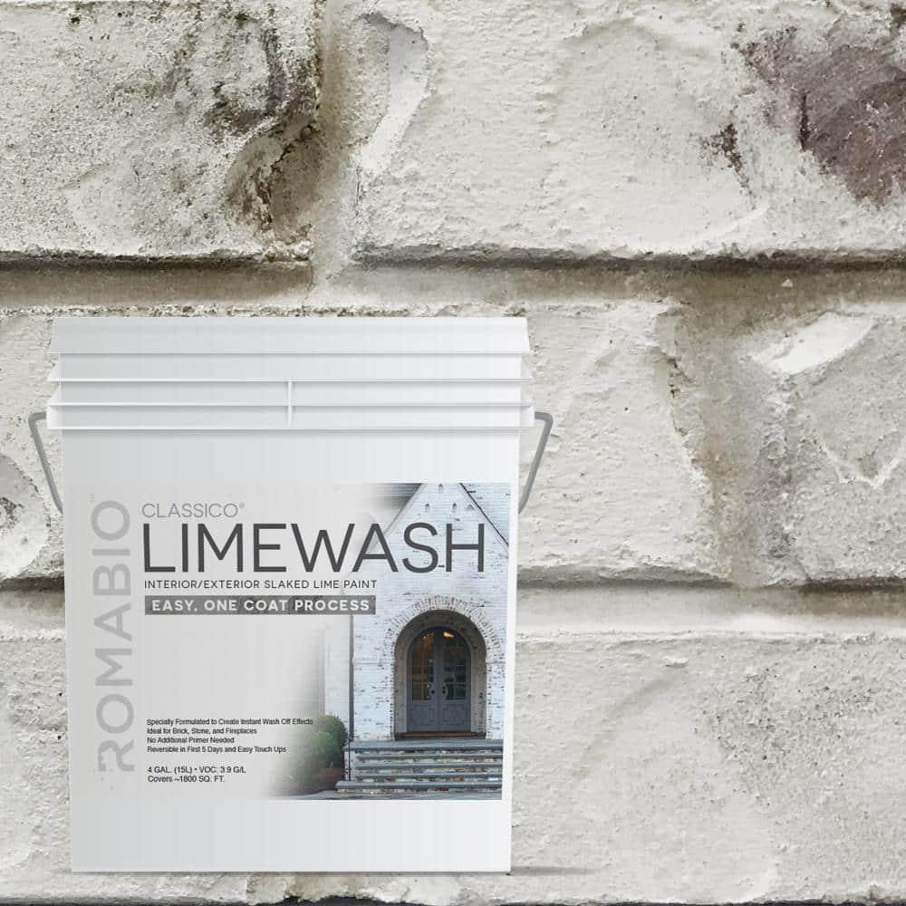 4 Gal. Cristallo White Limewash Interior/Exterior Paint -  ROMABIO, 101153