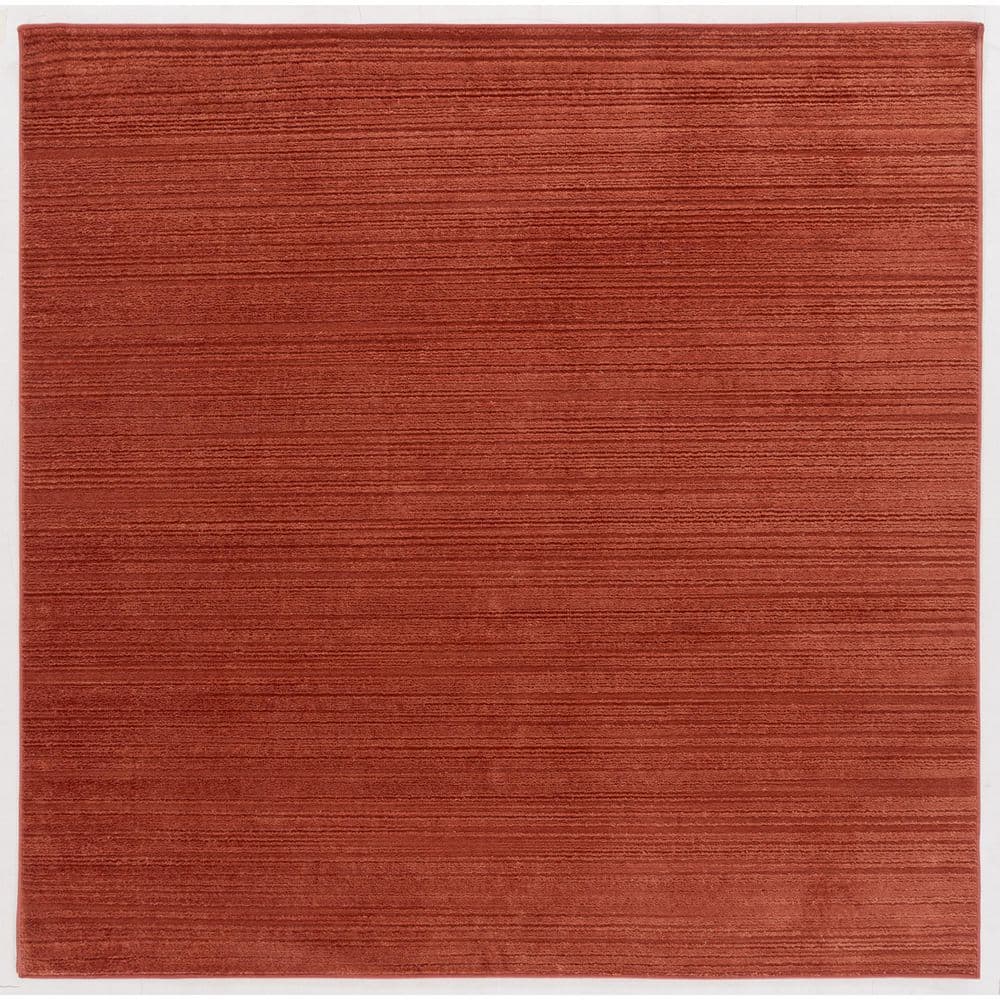 SAFAVIEH Harmony 7 ft. x 7 ft. Rust Solid Striped Square Area Rug ...