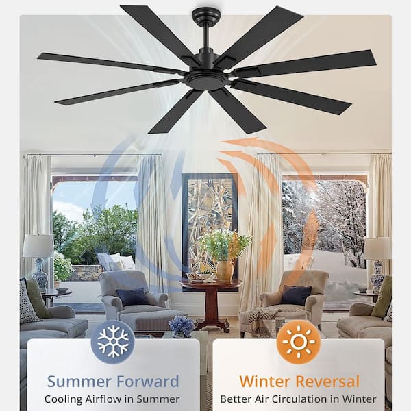 Indoor/Covered Outdoor 65 in. Black Walnut Downrod Mount 8 Blades Ceiling Fan with Remote Control, 6-Speed Adjustable